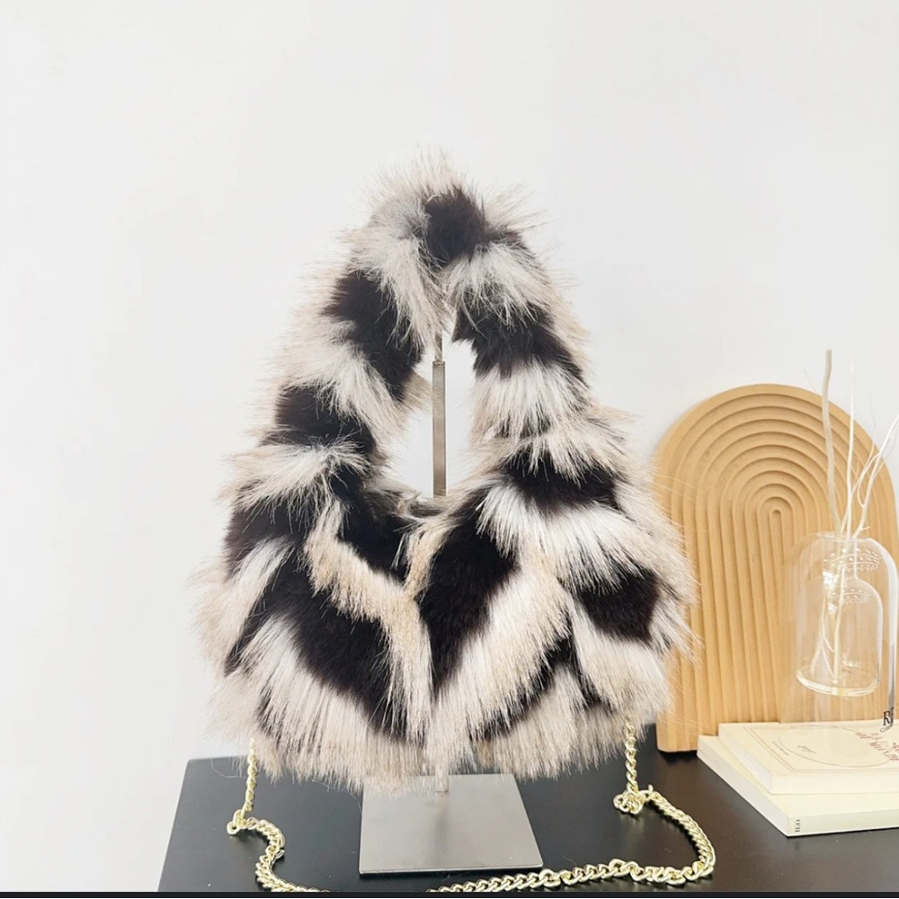 Zebra Plush Fur Bag